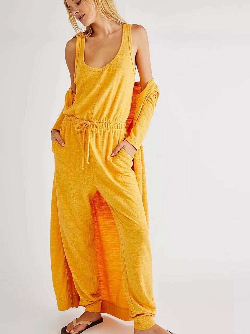 Free People Beach Yellow Jumpsuit